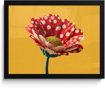 Poster in lijst - Fotolijst 40x30 cm - Posters - Bloem - Rood - Stippen - Posterlijst zwart - Decoratie - Wanddecoratie woonkamer - Muurdecoratie slaapkamer