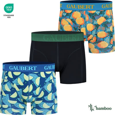 Heren Bamboe Boxershorts - 3-Pack - Zwart - Blauw - Citroen Limoen Print - Maat M - Bamboe Ondergoed