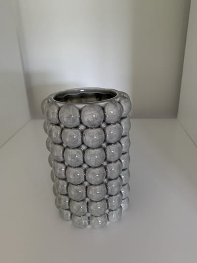 Boltze Home Vaas Morten - Afmeting dia Ø 8cm x hoogte 12cm - Kleur grijs 1 stuk