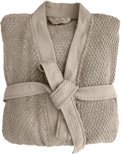 Heckettlane Badjas Katoen Grant - Taupe - Maat S - Badjas 100% Katoen - Badjas / Kamerjas Dames - Badjas / Kamerjas Heren