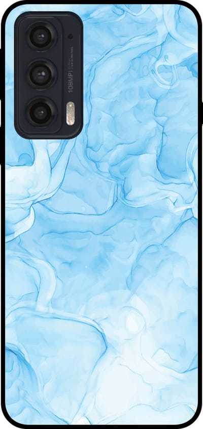 Smartphonica Telefoonhoesje Geschikt voor Motorola Edge 20 met marmer opdruk - TPU backcover case marble design - Lichtblauw geschikt voor Motorola Edge 20