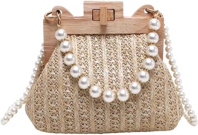 Rieten Tas - Handgeweven Schoudertas - Zomerse Uitjes - Natuurlijk Materiaal - Flap Vorm - Beige