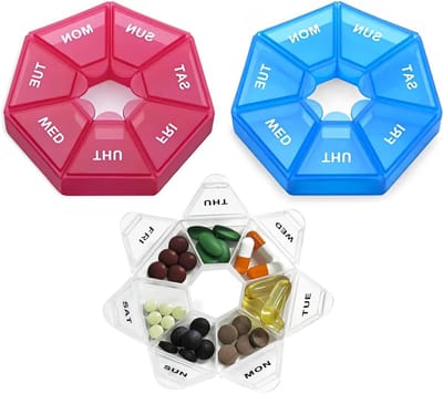 Pillendoos voor 7 Dagen - Mini Draagbare Vochtbestendige Medicijnbox voor Volwassenen met 7 Compartimenten en Perfecte Organisatie