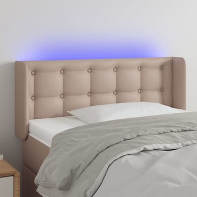 vidaXL - Hoofdbord - LED - 93x16x78/88 - cm - kunstleer - cappuccinokleurig