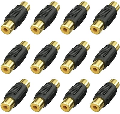 12x RCA Vrouwelijke Koppeling Adapter voor Audio/Video Kabels, Luidsprekers en Versterkers