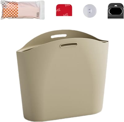 Auto Afvalzak - Vuilnisbak Organizer - Auto Netjes Houden - Duurzaam Siliconen Materiaal - 8x8x8 cm - Beige