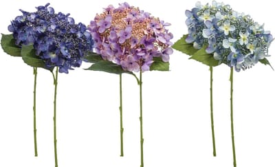 Emerald - Kunstbloem Hortensia 50cm Blauw - Set van 6 - Kunstplant voor binnen