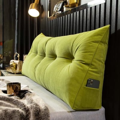 Wigkussen Rugsteun - Leeskussen Bed - Comfort Verhogend - Afneembare Hoes - 100x50x20cm - Lichtgroen