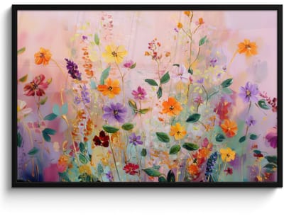 Poster in lijst - Fotolijst 120x80 cm - Posters - Schilderij - Bloemen - Abstract - Kleurrijk - Posterlijst zwart - Decoratie - Wanddecoratie woonkamer - Muurdecoratie slaapkamer