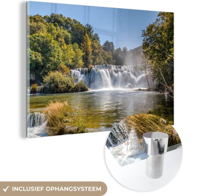 ® Glasschilderij 180x120 cm - Schilderij acrylglas - Het bosrijke gebied in Nationaal park Krka in Kroatië - Foto op glas - Muurdecoratie woonkamer - Wanddecoratie slaapkamer - Schilderijen