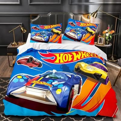 Monster Truck Hot Wheel 3D Geprint Dekbedovertrek Kussensloop Beddengoed Set Twin Full Queen King Size voor Slaapkamer Decor 01 70x133cm 2pcs