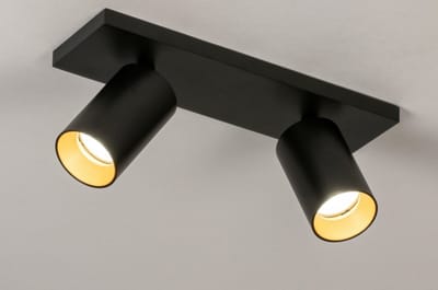 Lumidora Opbouwspot 74000 - DANI - 2 Lichts - GU10 - Zwart - Goud - Metaal - Badkamerlamp - IP21