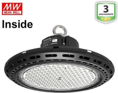 Groenovatie LED Highbay - 200W - UFO - Waterdicht IP65 - 338x171 mm - MeanWell Inside - Neutraal Wit