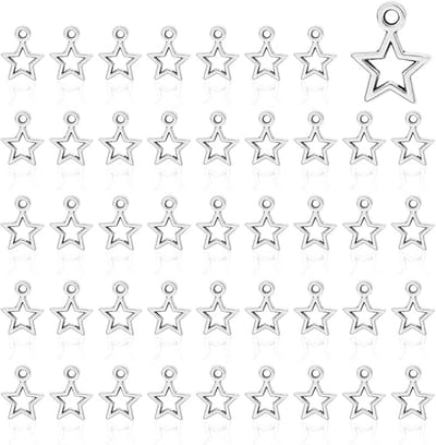 200 stuks legering ster hangers, zilveren sterren bedelhangers holle legering bedels voor het knutselen bedelarmband zelf maken bedelhangers sieraden maken doe-het-zelf knutselen, Zink