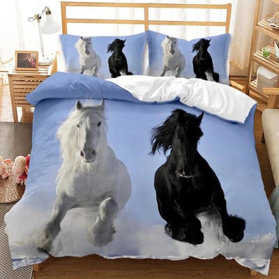 Paard Dekbedovertrek Set Een Groep Bruine Paarden Rennen Beddengoed Set 3D Dier Wild Paard Queen King Size Polyester Dekbedovertrek 70x133cm 2pcs