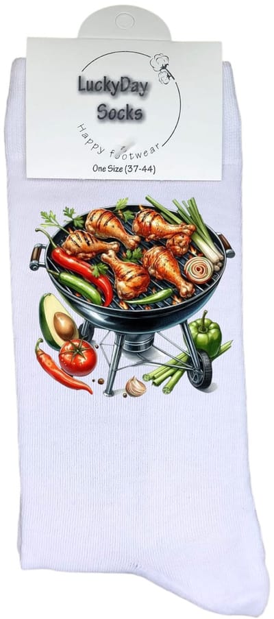 Luckyday Socks - Unisex sokken - BBQ Kip - cadeau sokken - Maat 37-44