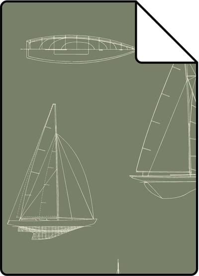 Proefstaal ESTAhome behang boten groen - 26.5 x 21 cm - 132087-S