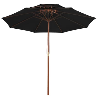 vidaXL - Parasol - dubbeldekker - met - houten - paal - 270 - cm - zwart