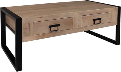 Salontafel rechthoekig - Bijzettafel met lades - Woonkamer opruimen - Duurzaam massief hout - 120 x 60 cm - Lichtbruin