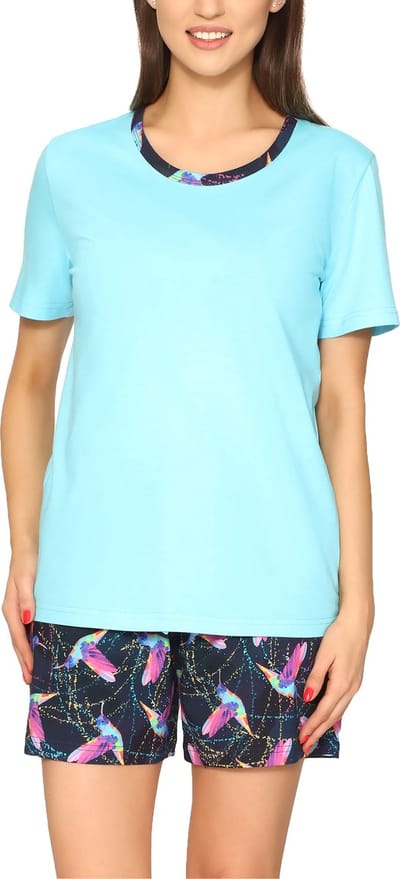Merry Style Dames Pyjama - Korte mouwen - Korte broek - Katoen - Blau Kolibri – S - MS-MS10-396-PJ