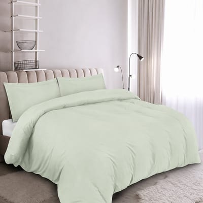Dekbedovertrekset King Size – 3-delige Set van 100% Egyptisch Katoen – 1000 Thread Count – Saliegroen – Luxe Dekbedovertrek met 2 Kussenslopen