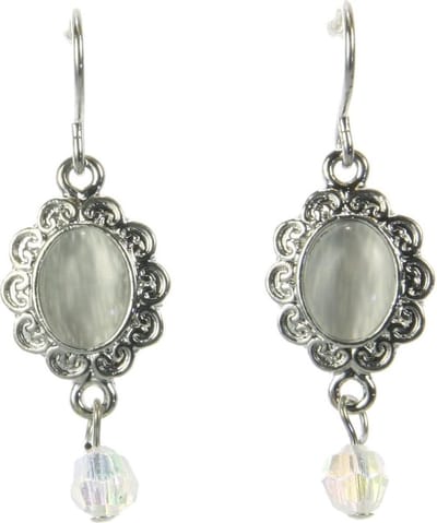 Behave - Oorhangers dames zilverkleur parelmoer - Vintage stijl - Retro chic