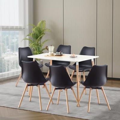 Rechthoekige Eettafelset met 6 Stoelen voor Keuken en Eetkamer