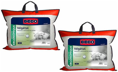 Vente-unique Set van 2 ergonomische hoofdkussens DODO met vormgeheugen - 45 x 70 cm - VEGETAL