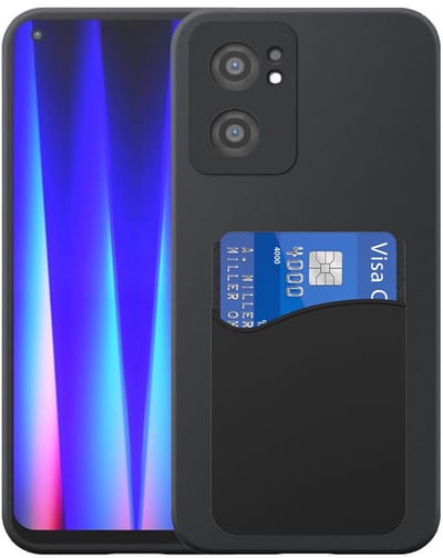 Geschikt voor OnePlus Nord CE 2 Telefoonhoesje met Siliconen Pasjeshouder - Flexible Back Cover Case Siliconen TPU with Silicone Cardslot - Zwart - Smartphonica geschikt voor OnePlus Nord CE 2 5G