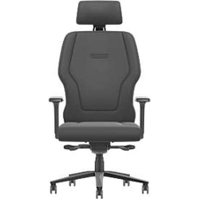 Interstuhl Bürostuhl XXL113, T-Armlehnen, Synchronmechanik, Schiebesitz, Kopfstütze, Lordosenstütze, Stoffbezug, schwarz/schwarz