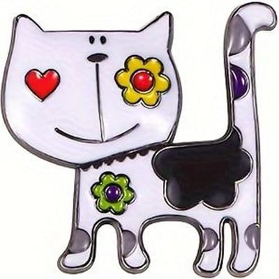 Kleurrijke Cartoon Kat Emaille Broche Spelden Schattig Mode Geschilderde Sjaal Gesp Stijlvolle Gemengde Kleur Kat Broches voor Vrouwen wit