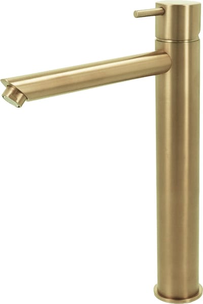 Hotbath Cobber - Wastafelmengkraan - zonder Waste - Laag - Geborsteld Messing PVD - Opbouw - Messing - V06