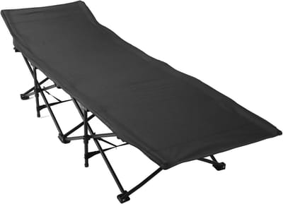 Vouwbaar Campingbed - Draagbaar Kampeerbed - Comfortabel Slapen - Inclusief Kussen - 188 x 66 cm - Zwart