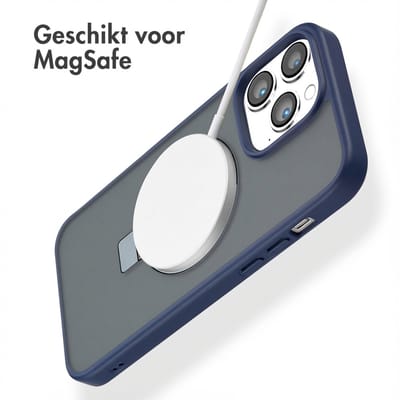 Accezz Hoesje - Geschikt voor Apple iPhone 14 Pro Max - Ring Stand Backcover geschikt voor MagSafe - Blauw
