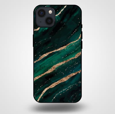 Smartphonica Telefoonhoesje voor iPhone 13 met marmer opdruk - TPU backcover case marble design - Groen Goud geschikt voor iPhone 13