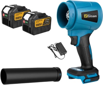 Gisam TurboJet Pro - Accu Bladblazer - 400 m/s - 300000 RPM - Borstelloze Motor - Incl. 2 Accu’s - Compatibel met Makita 18V