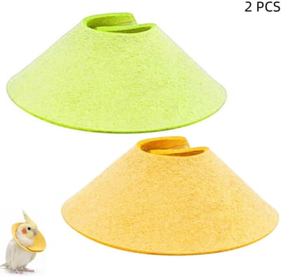 2 stuks - Anti-bijthalsbanden voor vogels - anti-grijphalsbanden tegen verenplukken - voor grasparkieten, valkparkieten, dwergpapegaaien en papegaaien - Binnendiameter 1,9 cm, buitendiameter 6,8 cm - geel+groen
