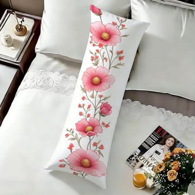 Zijslaapkussen Hoes - Bloemen Kussensloop - Ontspannen Slapen - Zacht Fluwelen Materiaal - 50 x 150 cm - Roze