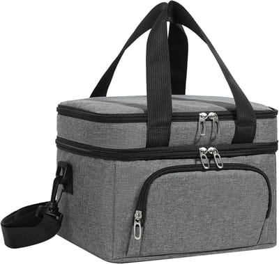 Dubbellaagse geïsoleerde koeltas van 10 liter, lekvrije lunchtas met schouderriem voor picknick, werk en reizen