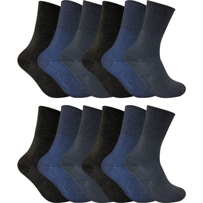12 stuks sokken zonder elastiek thermo diabetessokken voor dames - Donkerblauw
