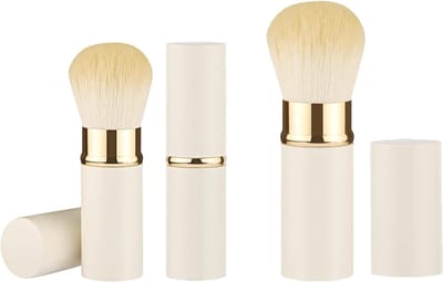 Intrekbare kwast, Make-up Poederkwast, Zachte Make-up, Gezichtskwast, Professionele Poederborstel, Draagbare Rouge-Borstels voor Foundation, Losse en Compacte Poeder, 2 Stuks (zwart)