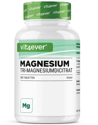 Magnesium Tri-Magnesiumdicitraat - 365 tabletten - 2250mg waarvan 360 mg elementair magnesium per dagelijkse portie - 100% tri-magnesium citraat zonder toevoegingen - Hoog gedoseerd - Veganistisch | Vit4ever