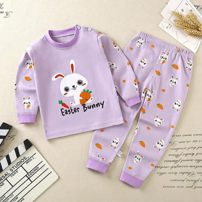 Ensemble de Sous-vêtements pour Petits Garçons Coton Lettrage et Motif Ours Haut à Manches Longues et Pantalon Assorti Ensemble de Pyjama 110cm gray