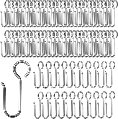 La'Moussawi ® 80 stuks gordijnhaken, gordijnhaken voor rails, zeer belastbare metalen gordijnhaken, gordijnhaken om op te hangen voor gordijnen en gordijnringen, deurgordijnen en douchegordijnen, zilver