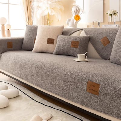 Dikke waterdichte bankhoes Pluche effen kleur Anti kattenpoot Zachte handdoek Lamswol Antislip kussen voor woonkamer Huisdecoratie 70x70cm  1pcs