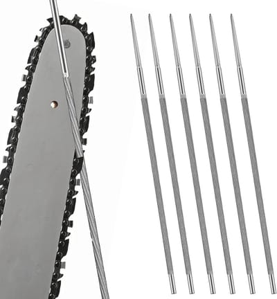 Rondvijlen voor kettingzagen 4mm, set van 6 stuks, gehard staal voor het slijpen en repareren van 1/4 inch en 3/8 inch zaagkettingen, slijpgereedschap voor optimale prestaties