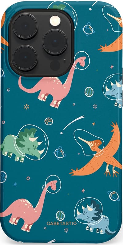 Casetastic hoesje geschikt voor Apple iPhone 14 Pro - MagSafe - Dubbellaagse bescherming - Ruimte raptors - Fashion Case - Petrol Perzik