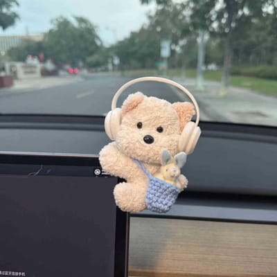 Ornements de voiture mignons, clips pour écran de contrôle central, jouets en peluche, présentoirs de voiture, poupées, articles décoratifs bleu