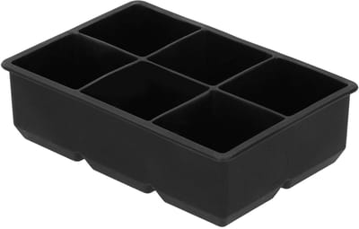 Allecto - Ijsblokjes lade - IJsblokjesmal - Eenvoudig te gebruiken - Zwart - Perfect voor dranken - Ideaal voor feesten - 6 vierkante ijsblokjes