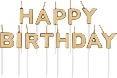 Folat - Kaarsenset 'Happy Birthday' goudkleurig